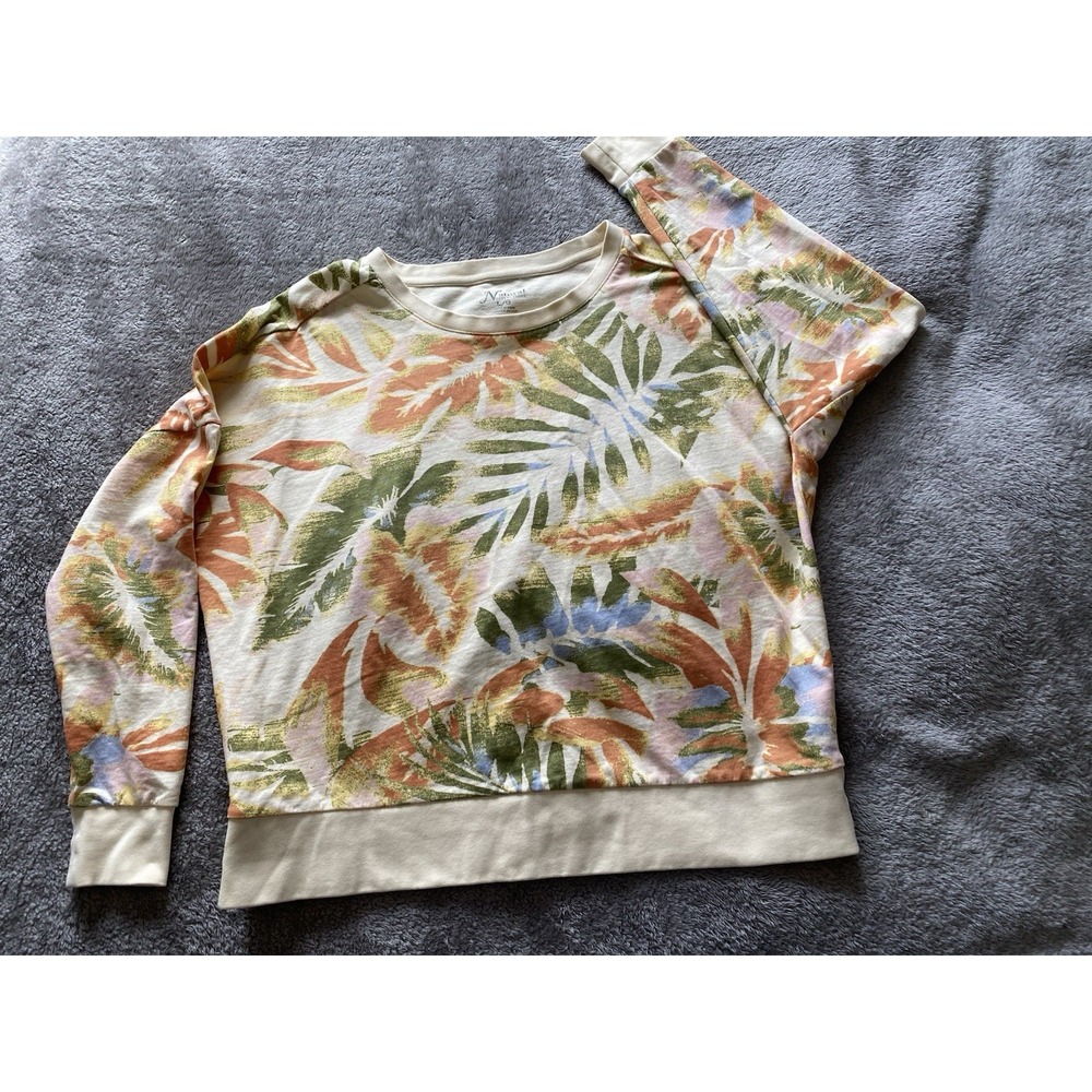 Natural Reflections Tropical Sweatshirt Crew Neck Coastal Beach Resort s57